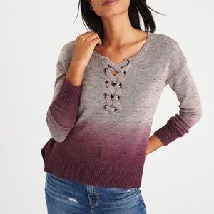 American Eagle lace up ombre sweater